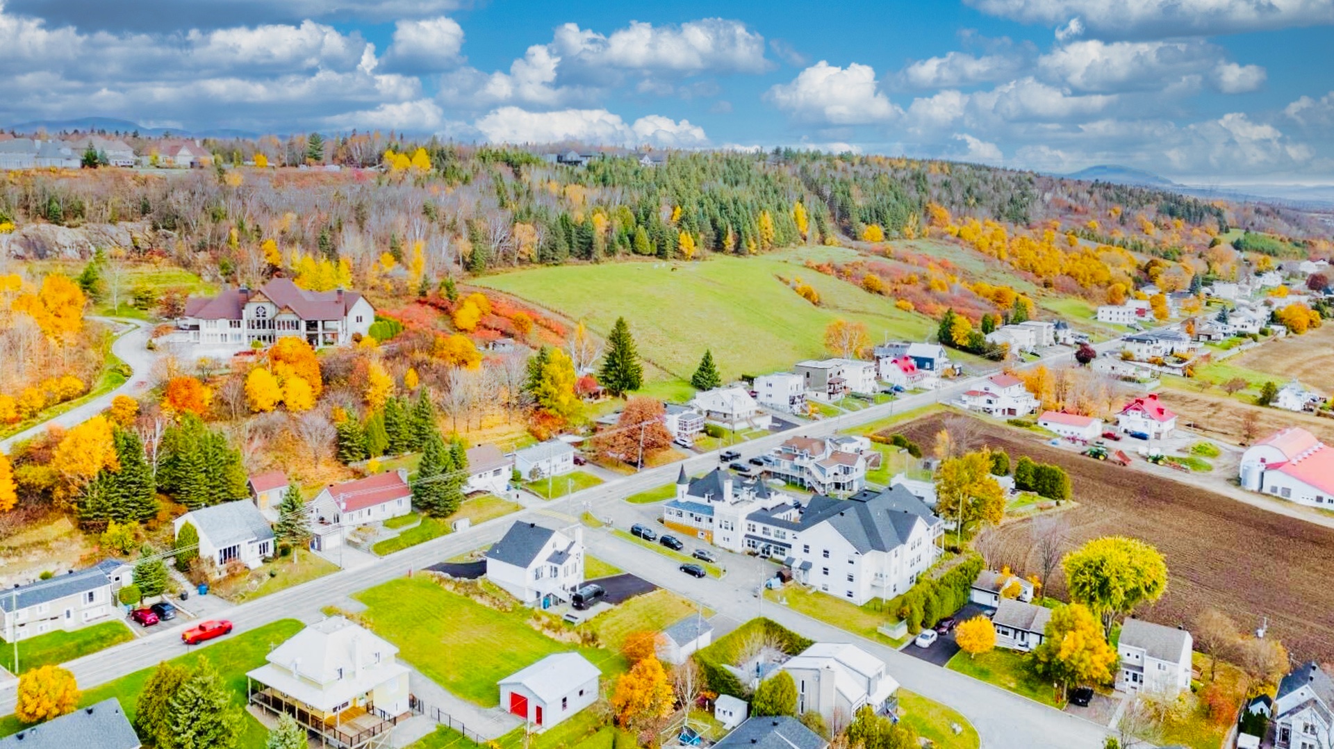 Vue aérienne de Boischatel en automne